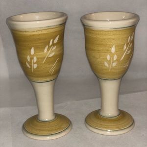 Midcentury modern pottery - grain design goblets